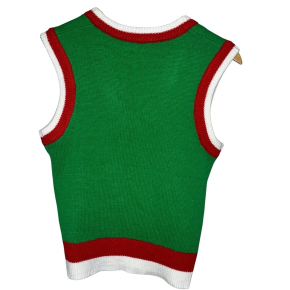 Merry Christmas POOF black white green red Frenchie bulldog sweater vest small s - Picture 3 of 7